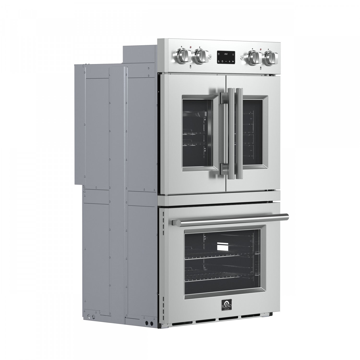Forno Asti Stainless Steel 30" French Door Double Wall Oven With Dual True Convection And Air Fry (7.36 Cu. Ft.) - FBOEL1340-30
