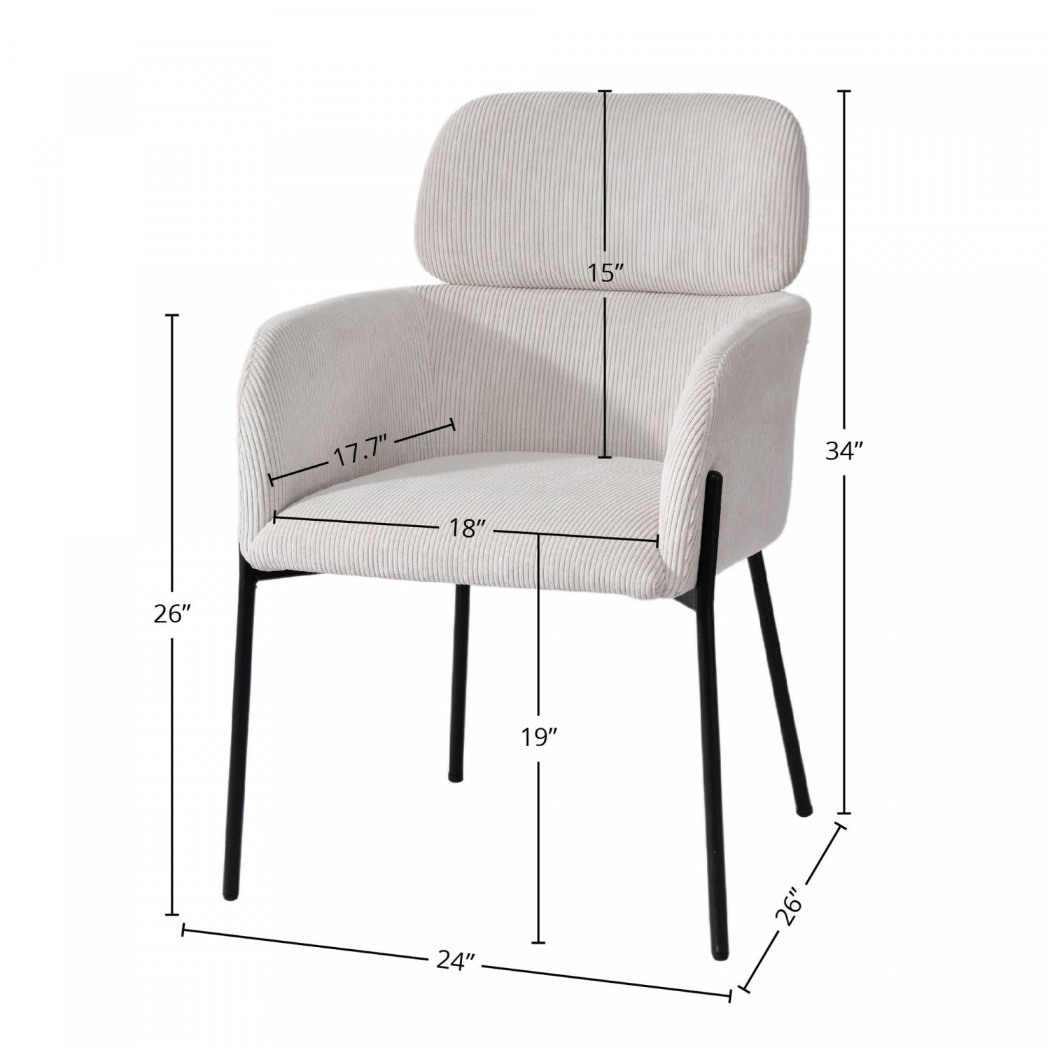 Celon Dining Chair - Corduroy White