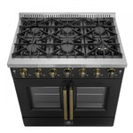 Forno Galiano 36" Black French Door Freestanding Gas Range (5.36 Cu. Ft.) - FFSGS6444-36BLK