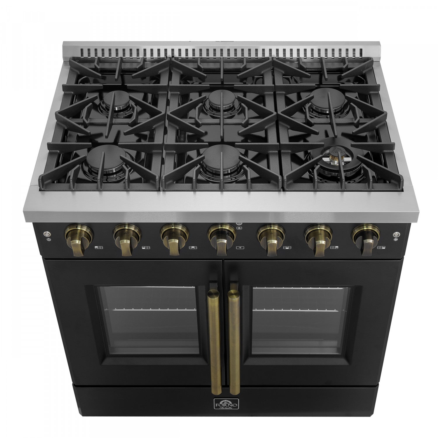 Forno Galiano 36" Black French Door Freestanding Gas Range (5.36 Cu. Ft.) - FFSGS6444-36BLK