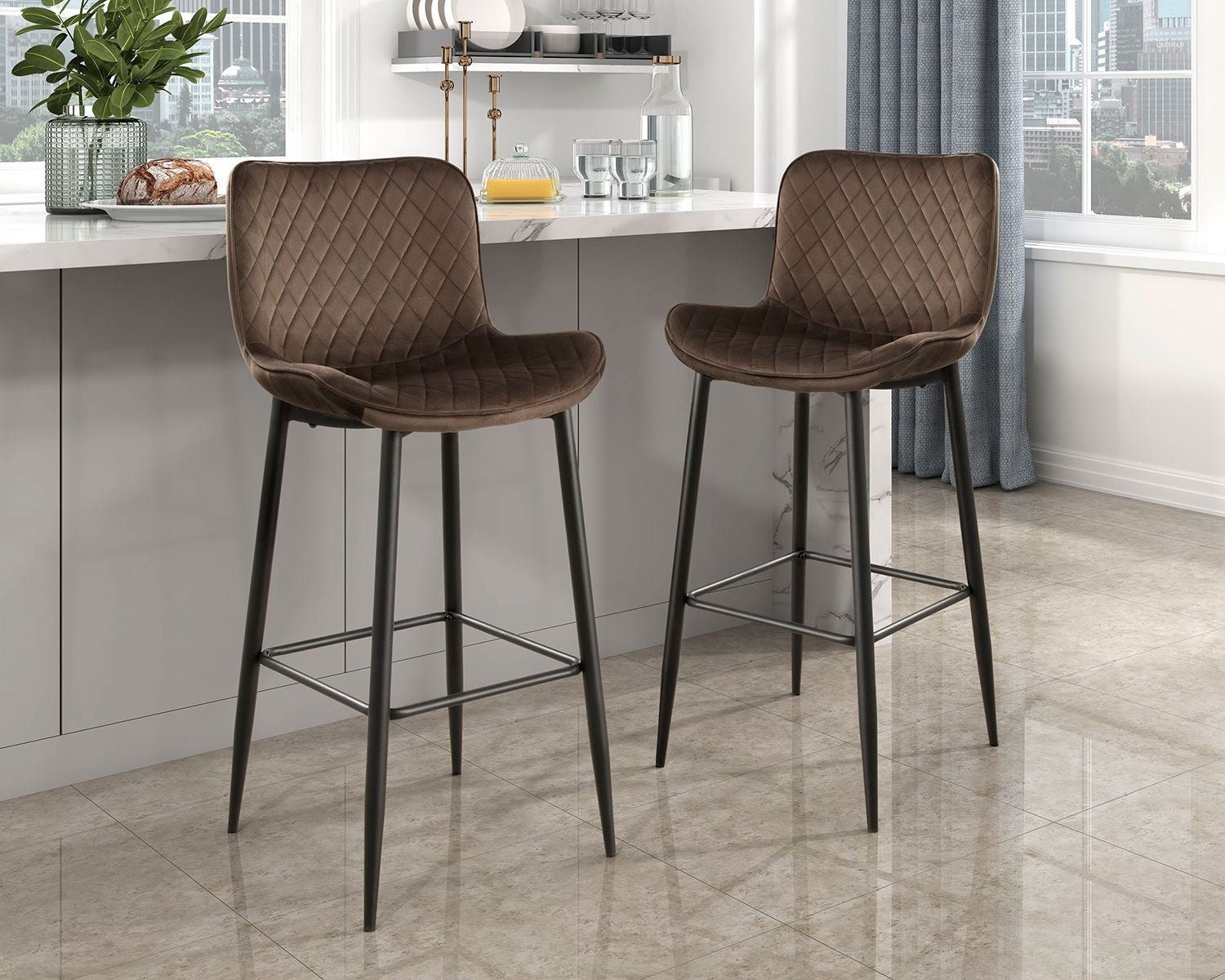 Nya Bar Stool - Brown - Set of Two