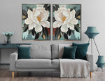 Petal Poise II Wall Art - White/Teal - 40 X 32