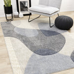 Recycled Polyester Modern Teardrop Area Rug - 5' X 8' - Blue/Grey