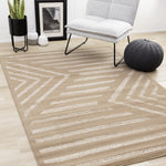 Functional Contemporary Lines Area Rug - 5' X 8' - Brown/Cream
