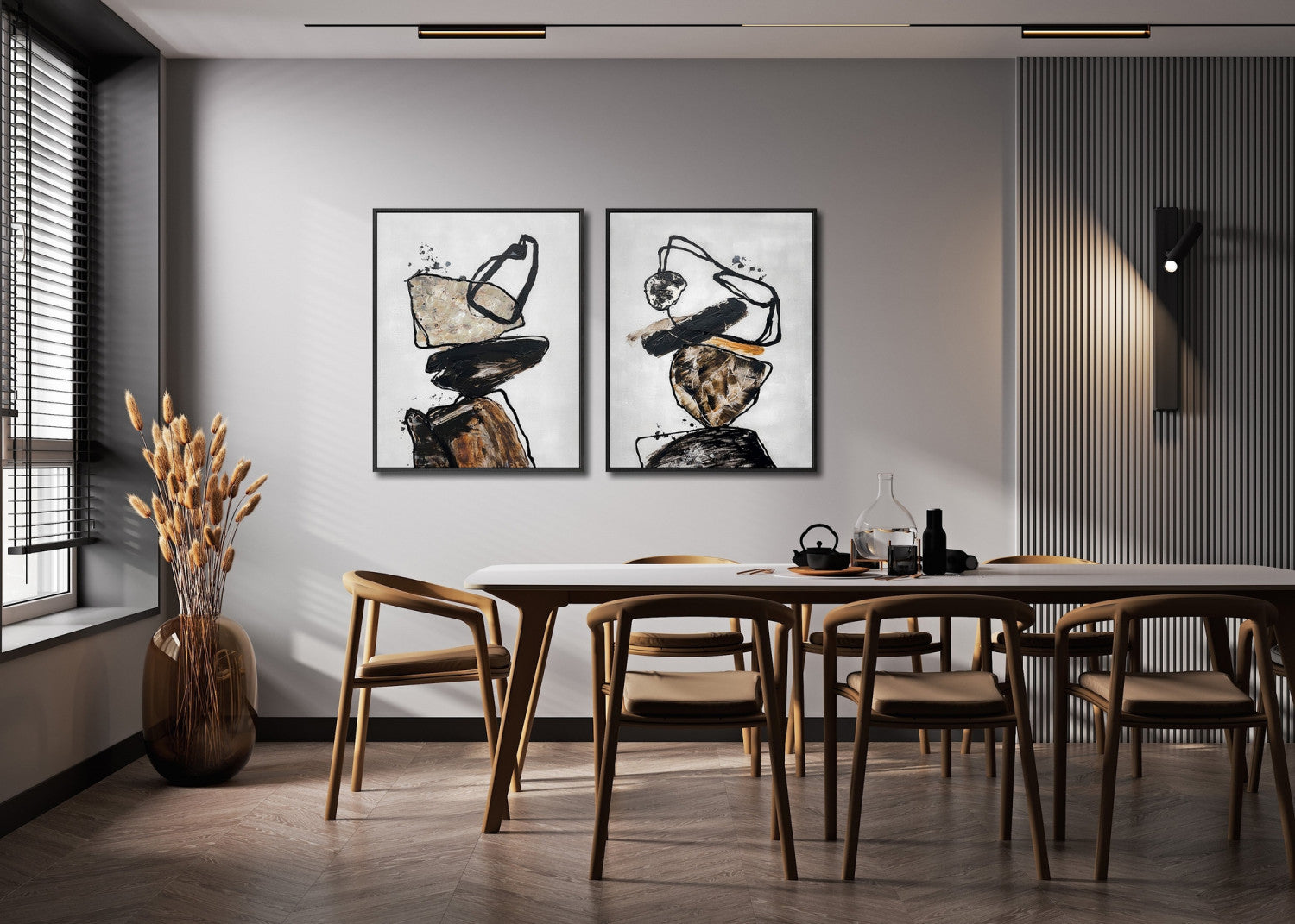 Equilibrium I Wall Art - Beige/Brown/Black - 24 X 30