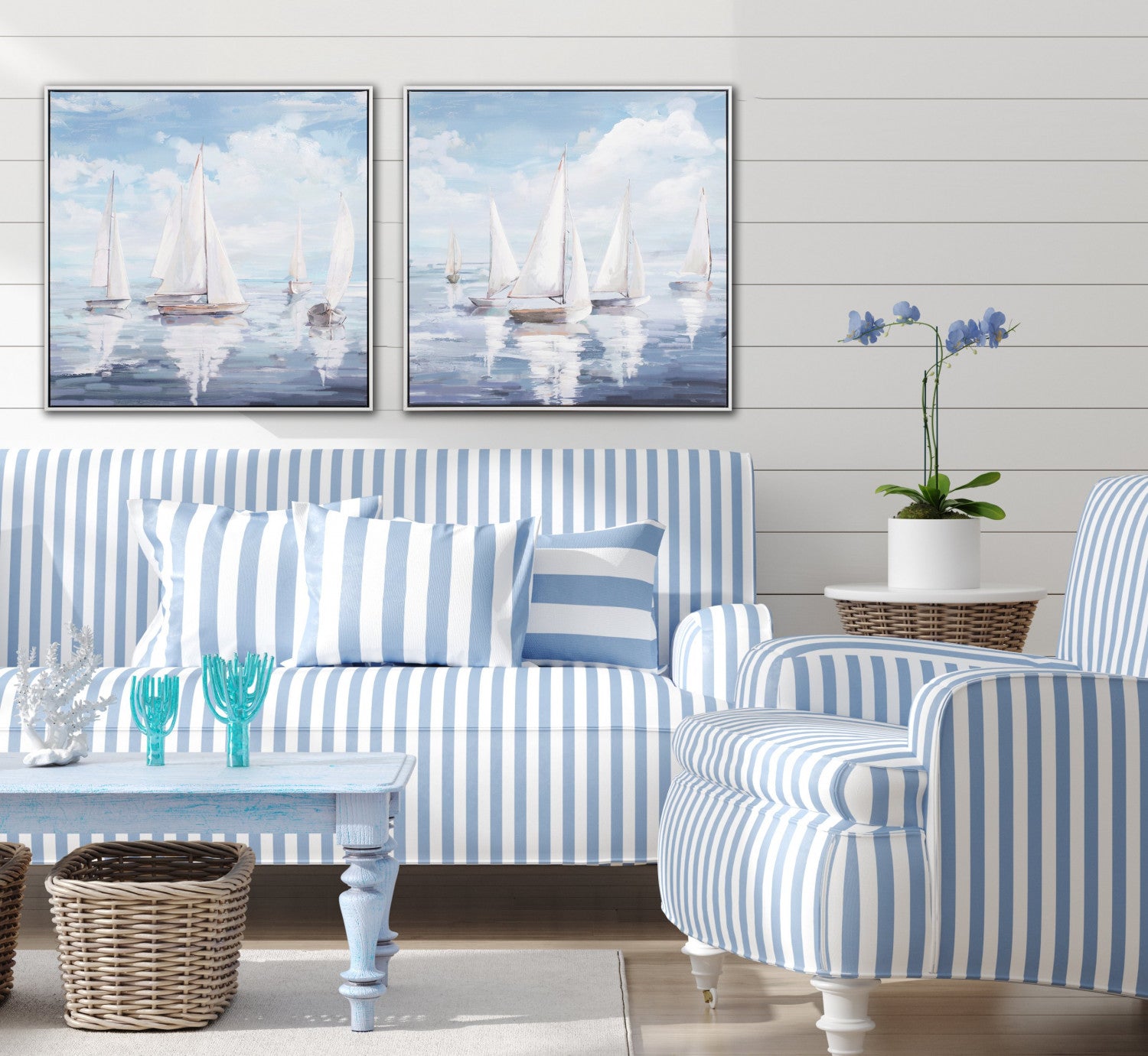 Sails in the Sky II Wall Art - Blue/White - 20 X 20