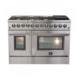 Forno Premium Stainless Steel Kitchen Package with 48" Dual Fuel Range, 2 28" Convertible Refrigerator/Freezer and 48" Range Hood - FBDL-017-04CAUS