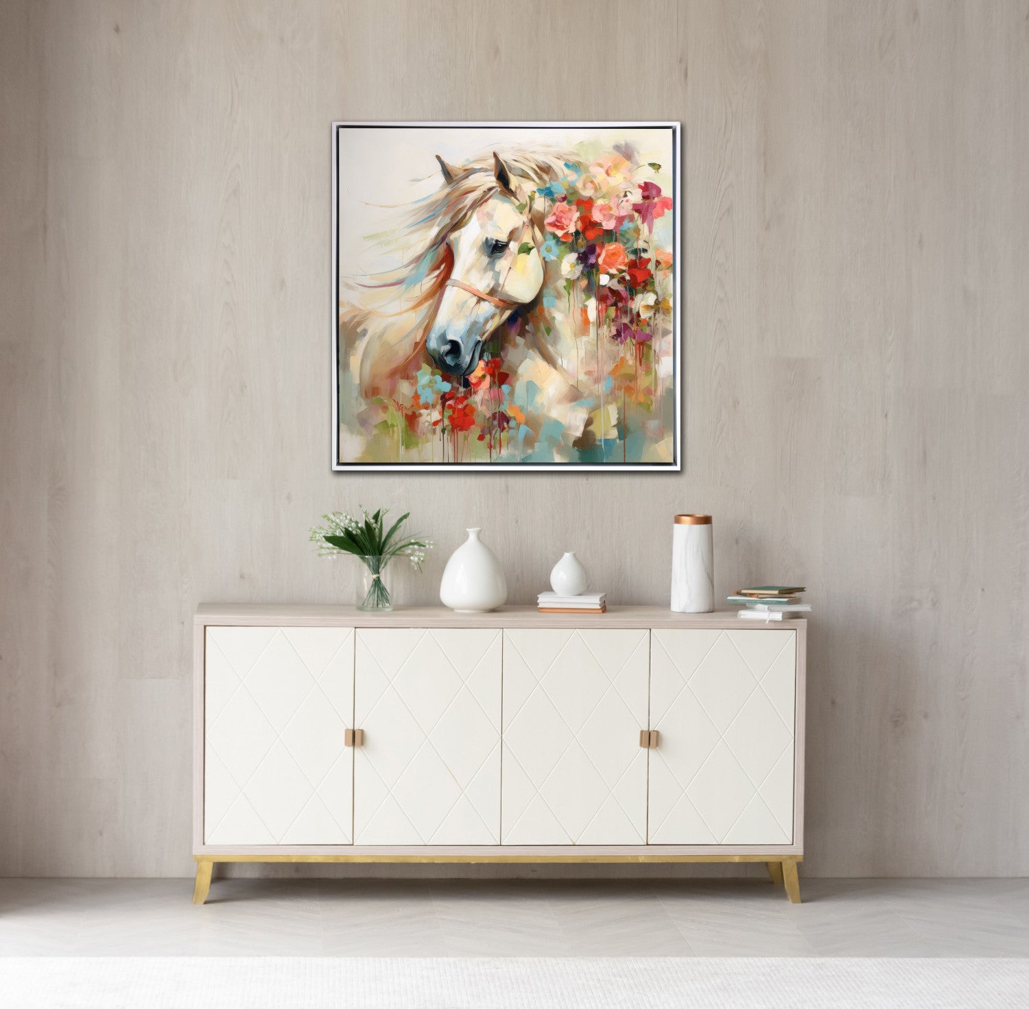 Equine Bloom Wall Art - Multi-Colour - 32 X 32