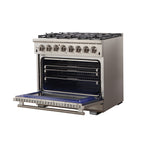 Forno Capriasca 36" Stainless Steel Dual Fuel Range with True Convection (5.36 Cu. Ft.) - FFSGS6187-36