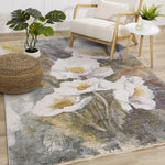 Macie Contemporary Floral Bloom Area Rug - Yellow White Green - 8' X 11'