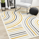 Functional Modern Curves Area Rug - Cream Yellow - 7' X 10'