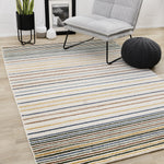 Nora Casual Contemporary Striped Area Rug - Cream Blue Yellow - 5' X 8'