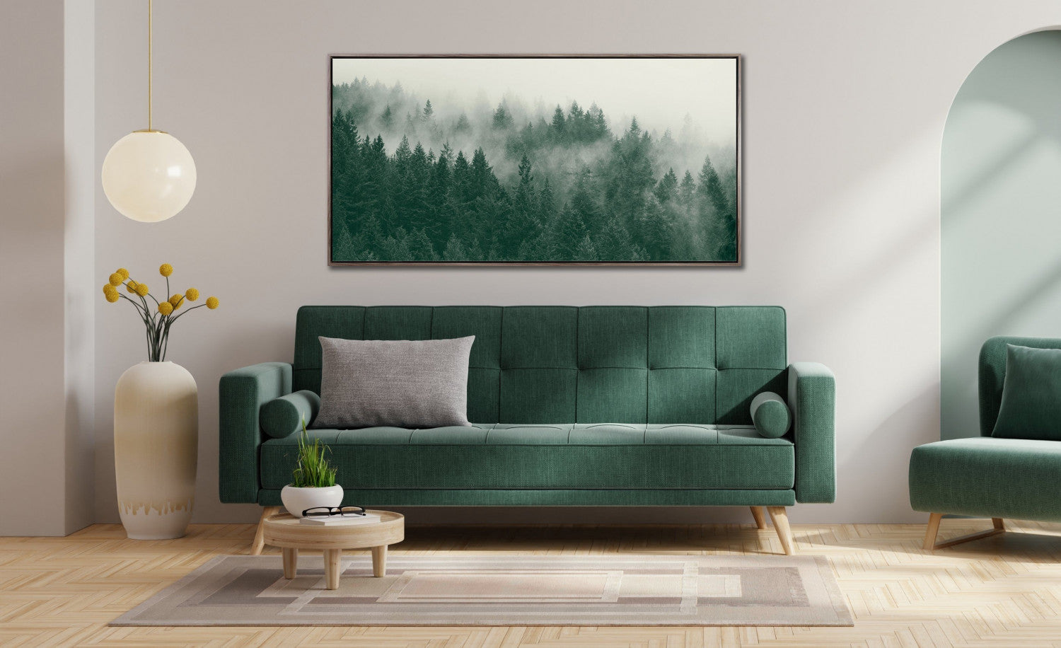 Evergreen Haze Wall Art - Green - 30 X 60