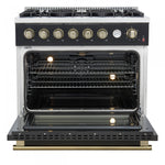 Forno Marco 36" Black Freestanding Gas Range (5.36 Cu. Ft.) - FFSGS6277-36BLK