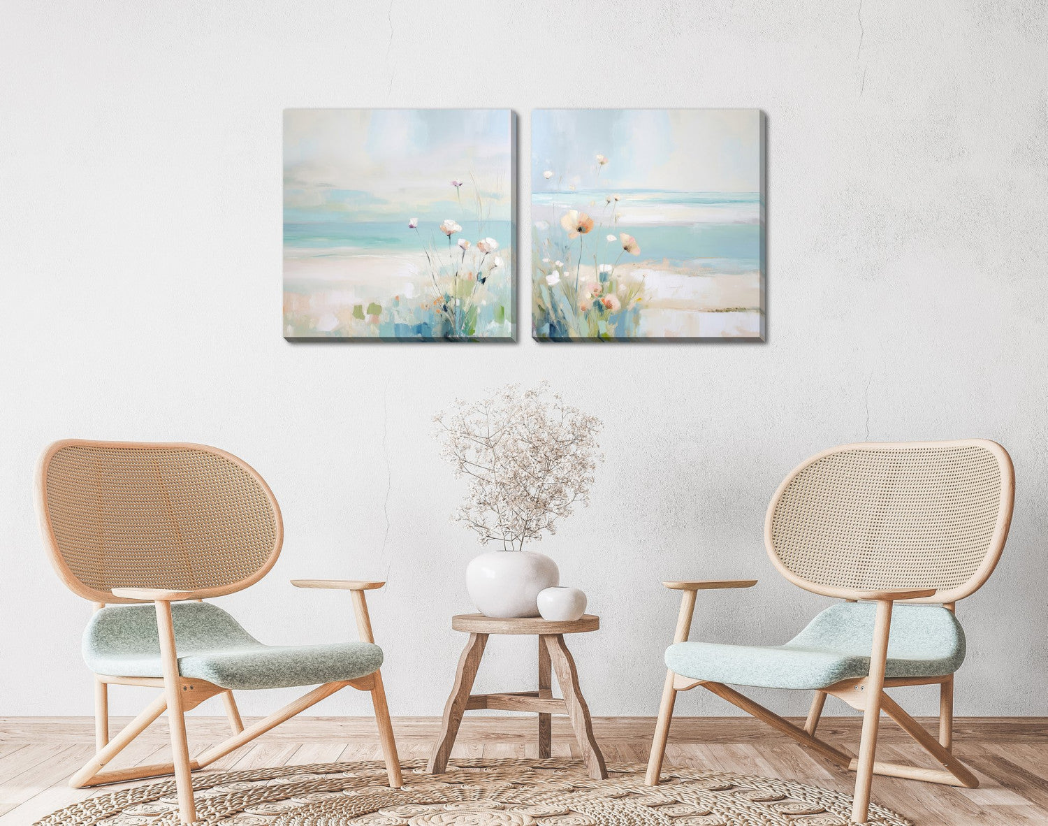 Pastel Shores I Wall Art - Blue/White - 18 X 18