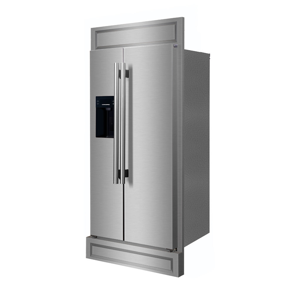 Forno Salerno 40" 20 Cu.Ft. Stainless Steel Built-In Side-by-Side Refrigerator with Ice & Water Dispenser - FFRBI1844-40MG