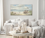 Seats by the Sea Wall Art - Blue/Beige - 24 X 48