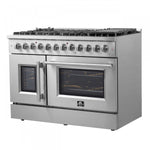 Forno Galiano 48" Stainless Steel French Door Freestanding Dual Fuel Double Oven Range (6.58 Cu. Ft.) - FFSGS6356-48