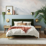 Daphne Upholstered Full Bed - Olive Green Velvet