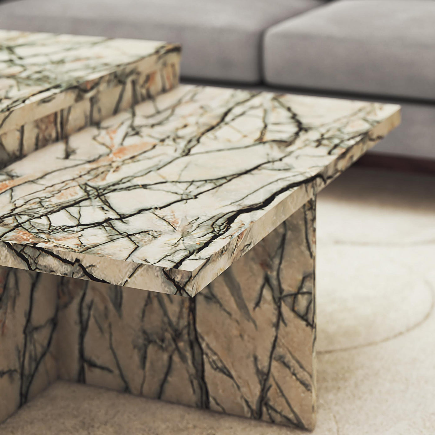 Brielle Two-Tiered Coffee Table - Faux Onyx Marble