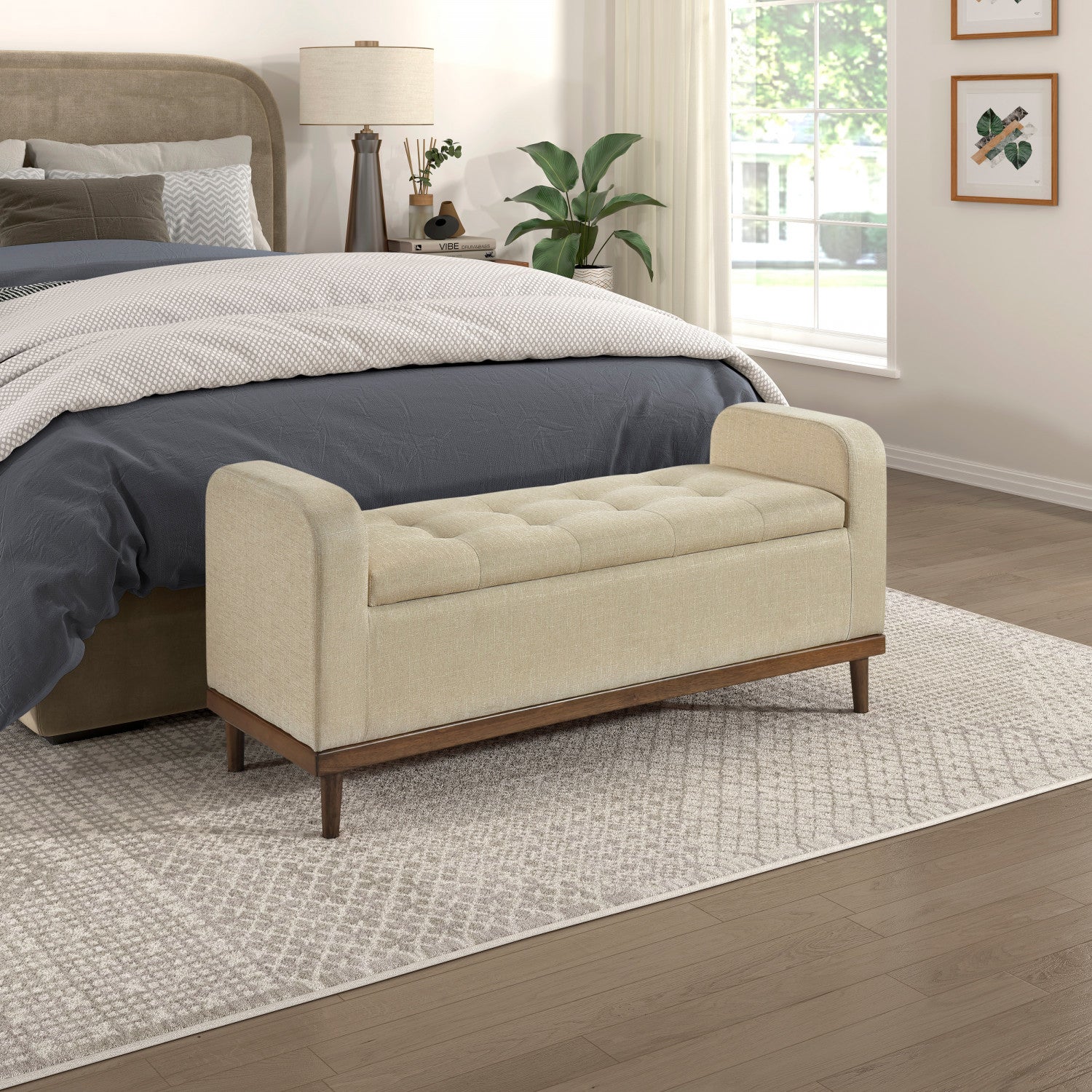 Elayne Ottoman Bench - Light Brown