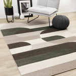Maui Contemporary Geometric Area Rug - Cream Green - 5' X 8'