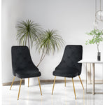 Peacock Velvet Dining Chair - Black/Gold - Set of Two