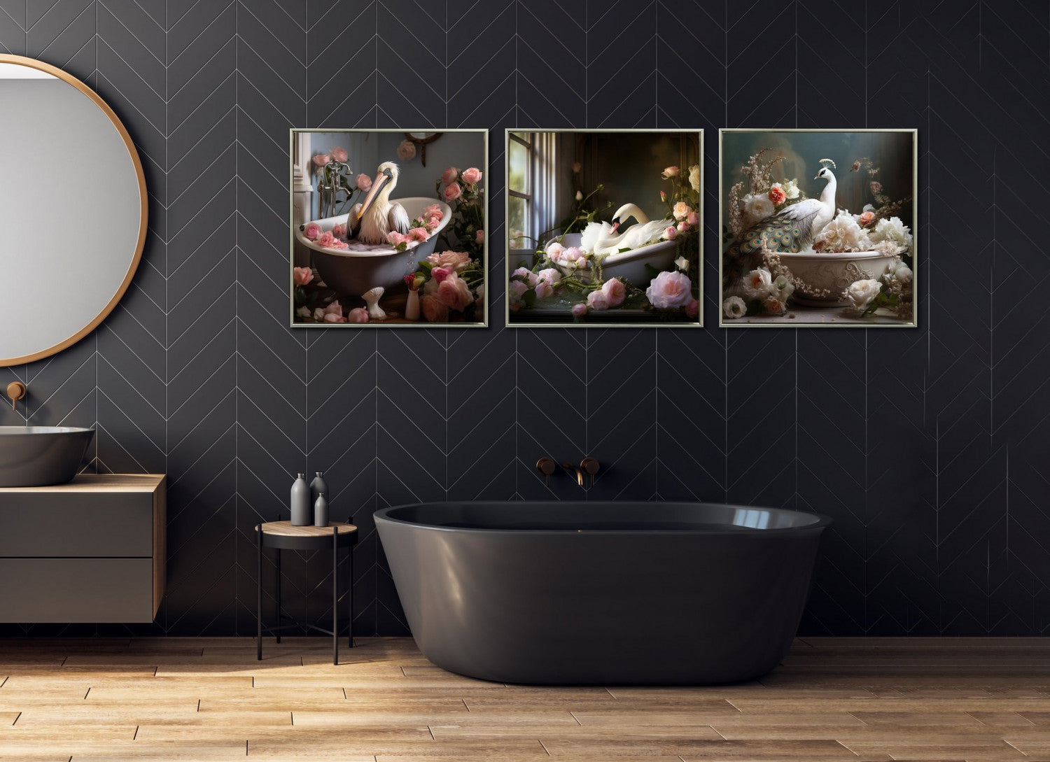 Soaking Peacock Wall Art - Multi-Colour - 24 X 24