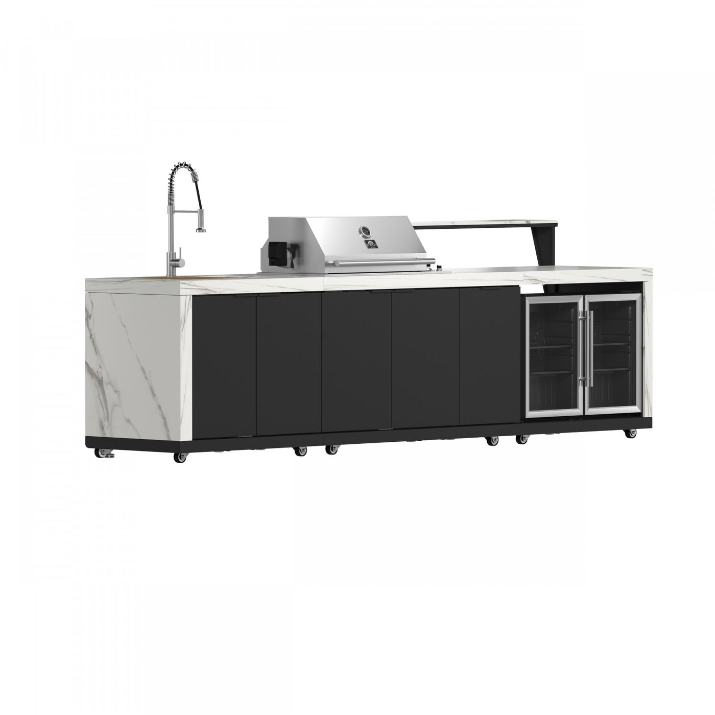Forno Rimini White Countertop Outdoor Kitchen with 30" 62,600 BTU BBQ and 2 Beverage Centres (4.8 Cu. Ft.) - FODKT2575WHT