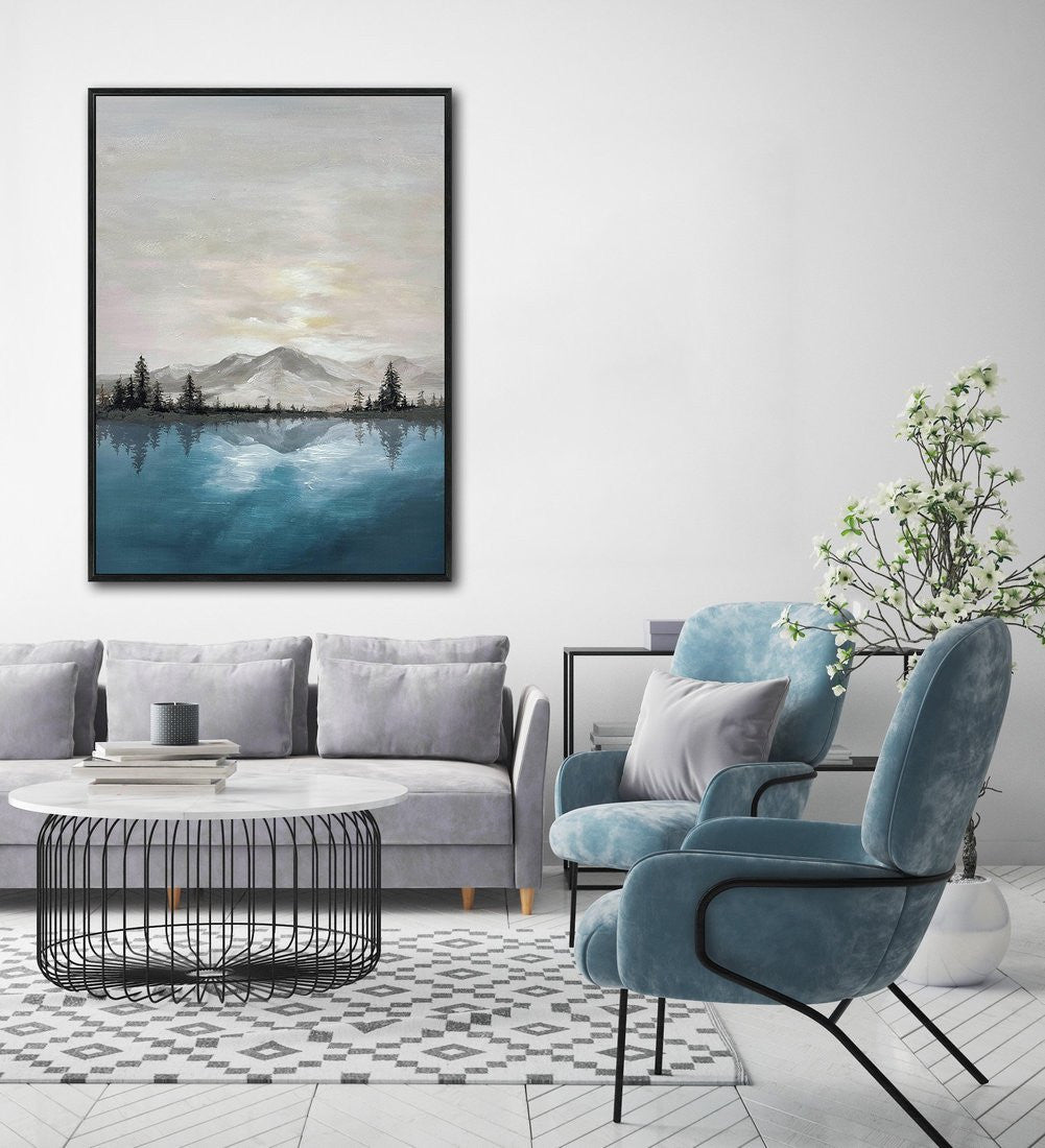 Reflection Point Wall Art - Blue/Grey - 48 X 36