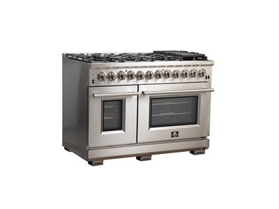 Forno Capriasca 48" Stainless Steel Dual Fuel Double Oven Range with True Convection (6.58 Cu. Ft.) - FFSGS6187-48