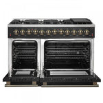 Forno Galiano 48" Black Freestanding Dual Fuel Double Oven Range (6.58 Cu. Ft.) - FFSGS6156-48BLK