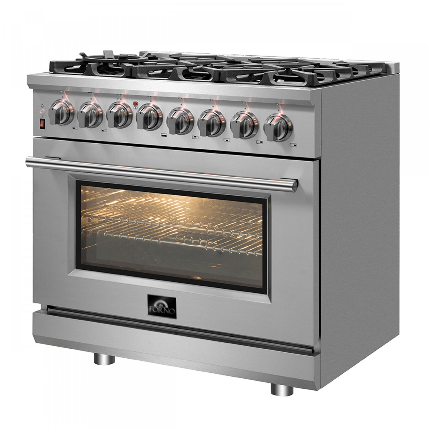 Forno Massimo 36" Stainless Steel Dual Fuel Range with True Convection and Air Fry (5.36 Cu. Ft.) - FFSGS6125-36