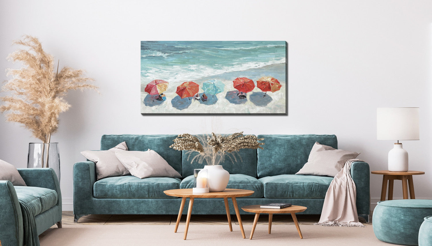 Shades of Summer Wall Art - Blue/Red - 24 X 48