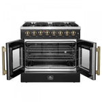 Forno Galiano 36" Black French Door Dual Fuel Range with True Convection (5.36 Cu. Ft.) - FFSGS6356-36BLK