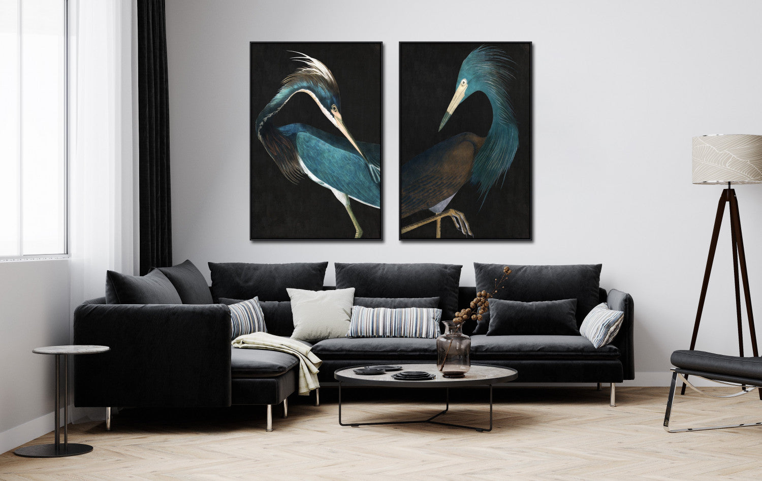 Twilight Feathers II Wall Art - Teal - 48 X 32