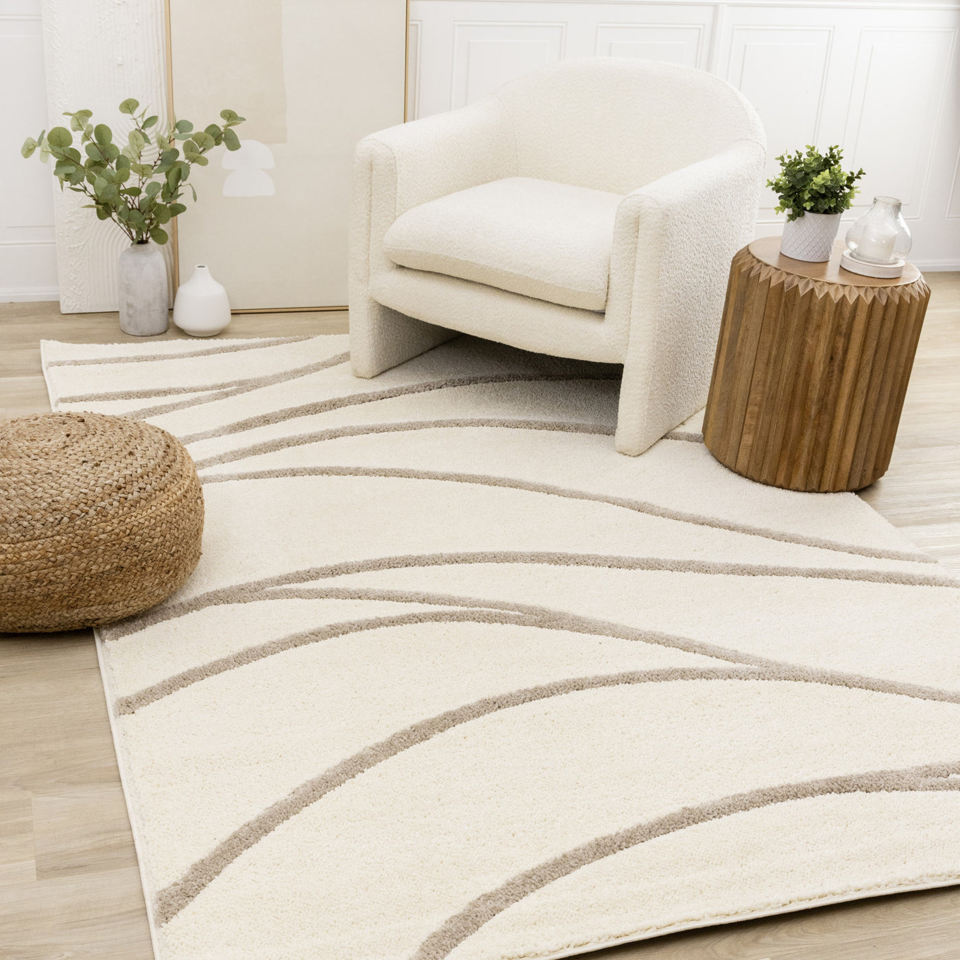 Palace Modern Curves Area Rug - Cream Taupe - 8' X 11'