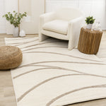Palace Modern Curves Area Rug - Cream Taupe - 8' X 11'