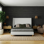 Tess Upholstered Wingback Queen Bed - Ivory Linen