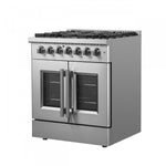 Forno Galiano 30" Stainless Steel French Door Dual Fuel Range with True Convection (4.32 Cu. Ft.) - FFSGS6356-30