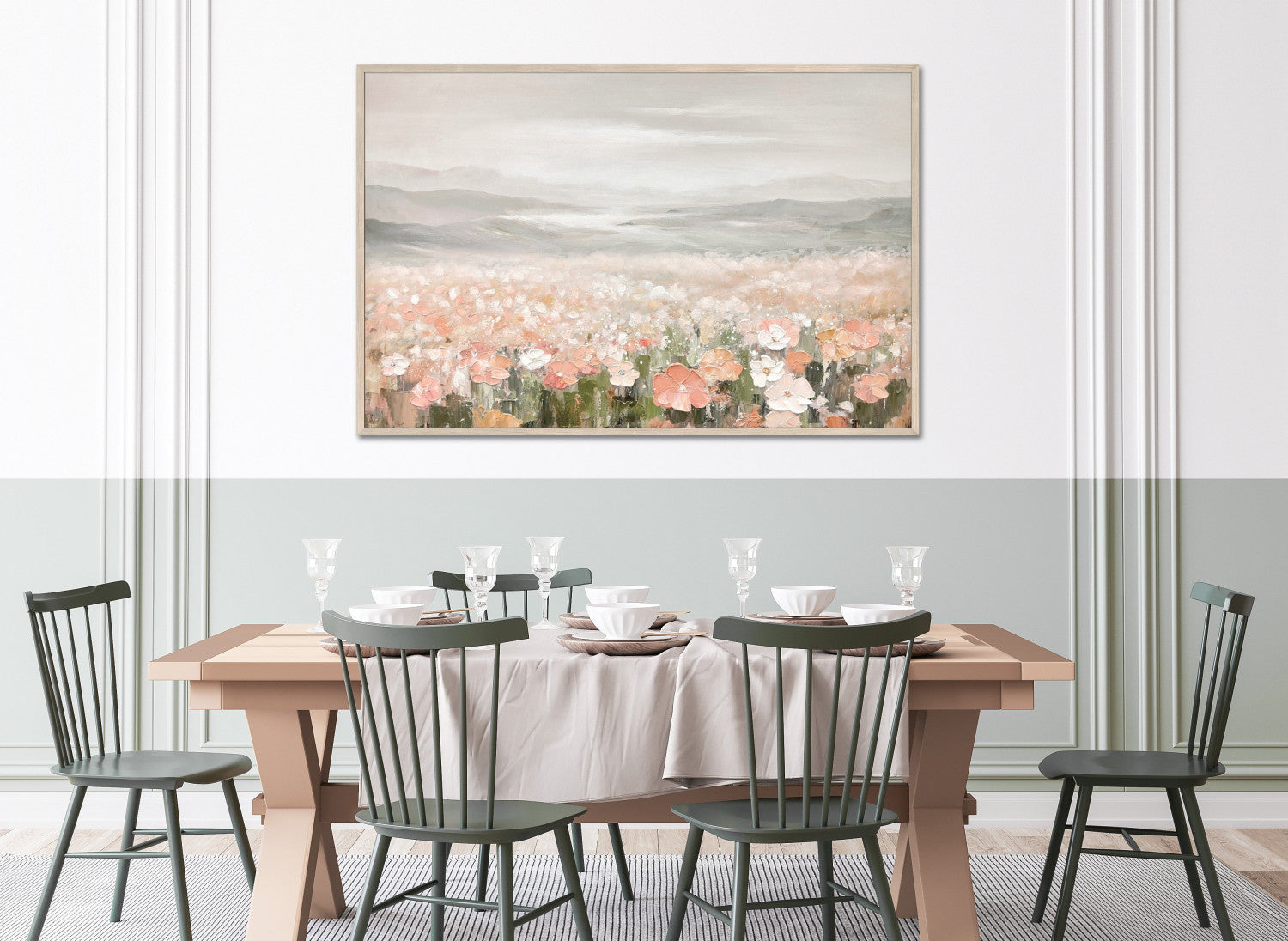 Valley of Roses Wall Art - Beige/Pink - 40 X 60