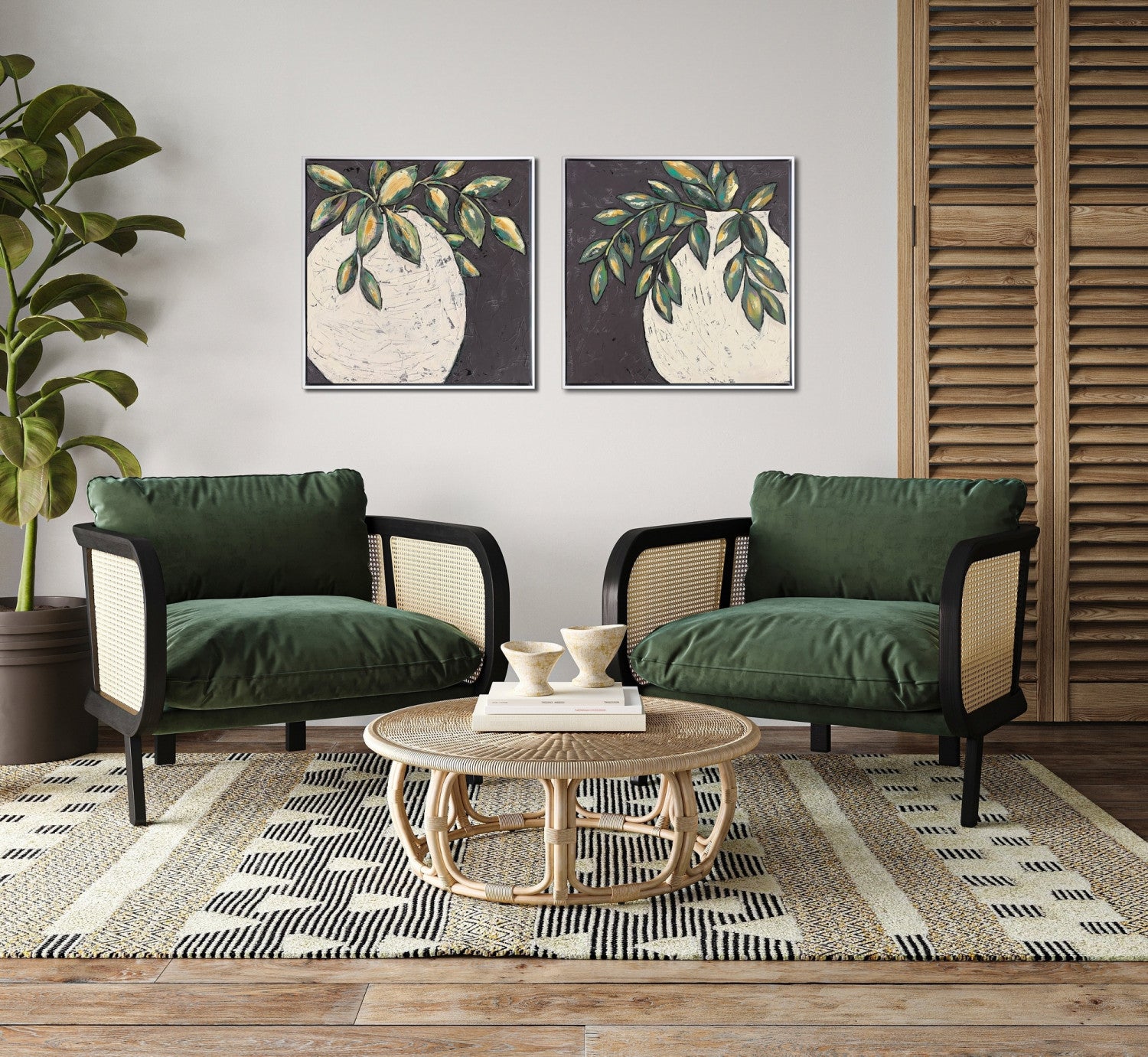 Verdant Embrace I Wall Art - Beige/Green - 24 X 24