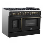 Forno Galiano 48" Black French Door Freestanding Dual Fuel Double Oven Range (6.58 Cu. Ft.) - FFSGS6356-48BLK