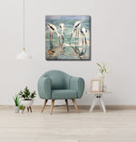 Shorebird Quartet Wall Art - White/Blue - 30 X 30