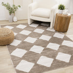 Logan Modern Diamonds Area Rug - 7' X 10' - Brown/Cream