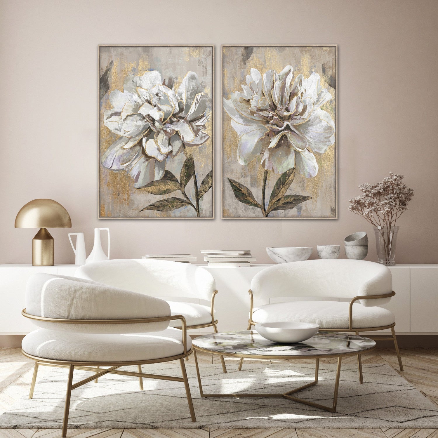 Peony Radiance II Wall Art - Gold - 48 X 32