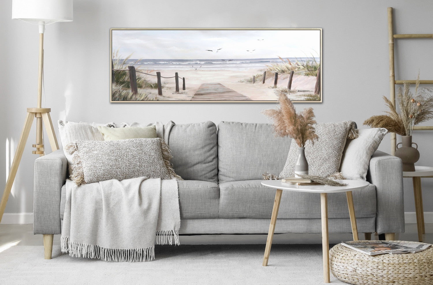 Path To Peace Wall Art - Beige/Blue - 20 X 60