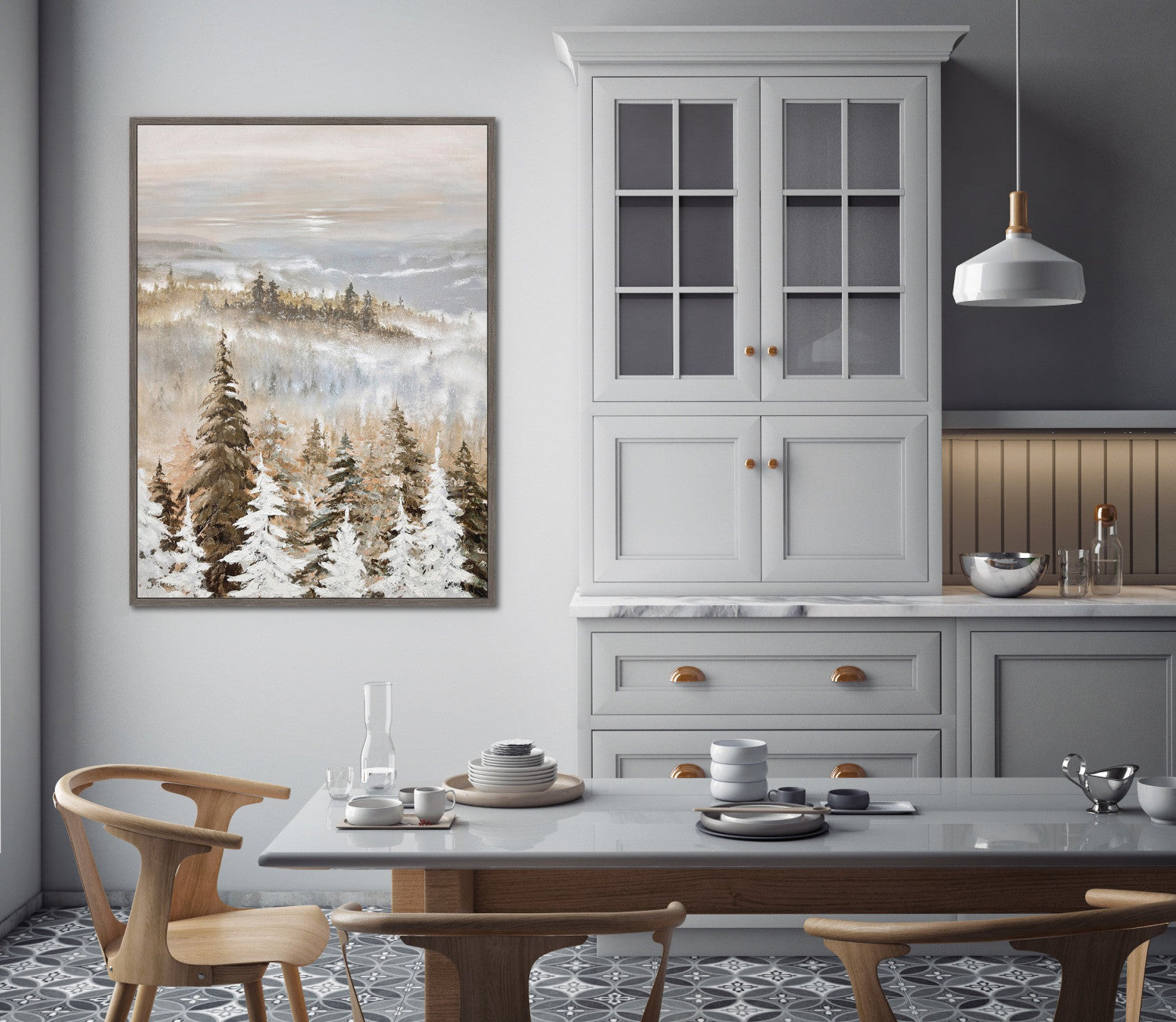 Frosted Pines Wall Art - Light Brown - 48 X 36