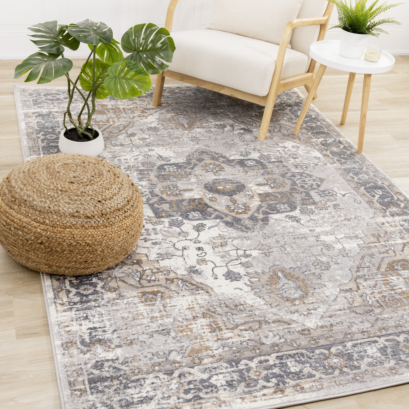 Elegant Traditional Area Rug - Grey Brown - 8' X 11'