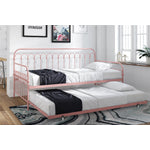 Novogratz Bright Pop Metal Twin Daybed with Trundle - Dusty Rose
